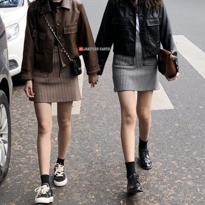 CUCI GUDANG JNK x TRENCH - Jaket Kulit Oversized Wanita OOTD Faux Synthetic Leather Jacket Jumbo Ove