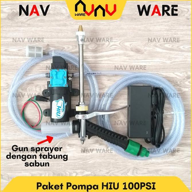 Onixcia- Paket Hiu 100Psi Pompa Air Dc 12V High Pressure Alat Cuci Motor Mobil Steam Sprayer Gun Mod