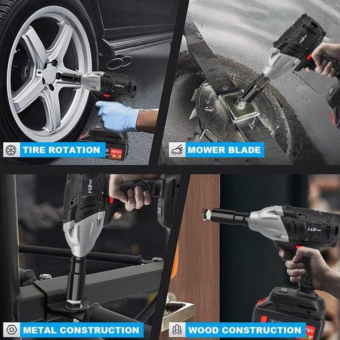 Supertool- Jld Cordless Impact Wrench 48S,Brushless Impact Baterai,350N.M Impact Pembuka Baut,88V Im