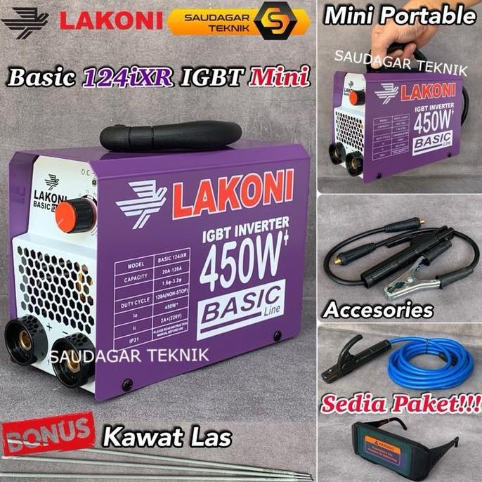 Cncoff- Mesin Las Mini Lakoni Basic 124Ixr 450 Watt Hemat Listrik Inverter Trafo Las Lakoni 124 Ixr 