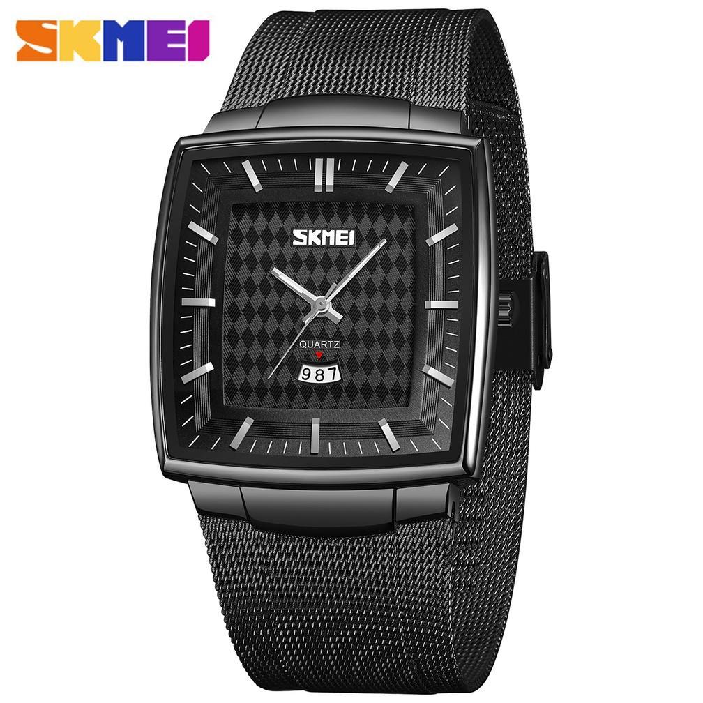 promo skmei 9311 jam tangan pria analog tali stainless luminous hand mgos