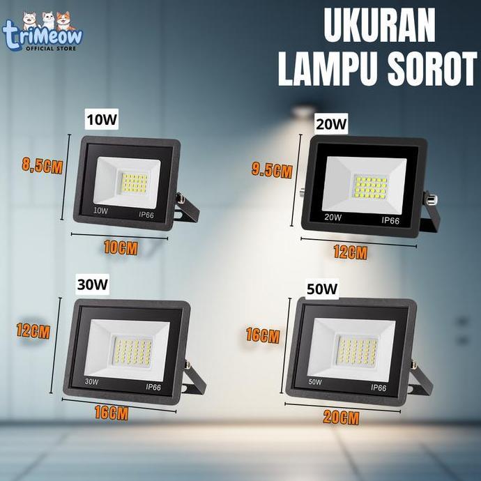 Lightwoll- Lampu Led Sorot Outdoor 10W-300W Cahaya Kuning Putih Minimalis Tahan Cuaca Ip66 Hemat Ene