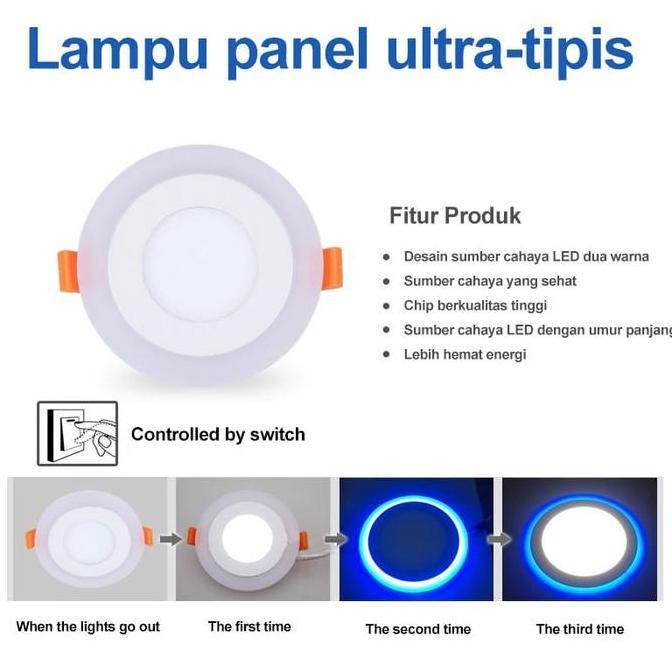 Lightwoll- Golden Led Lampu Downlight Led 3 Warna 6Watt Downlight Panel/Putih/Kuning Lampu Plafon Le