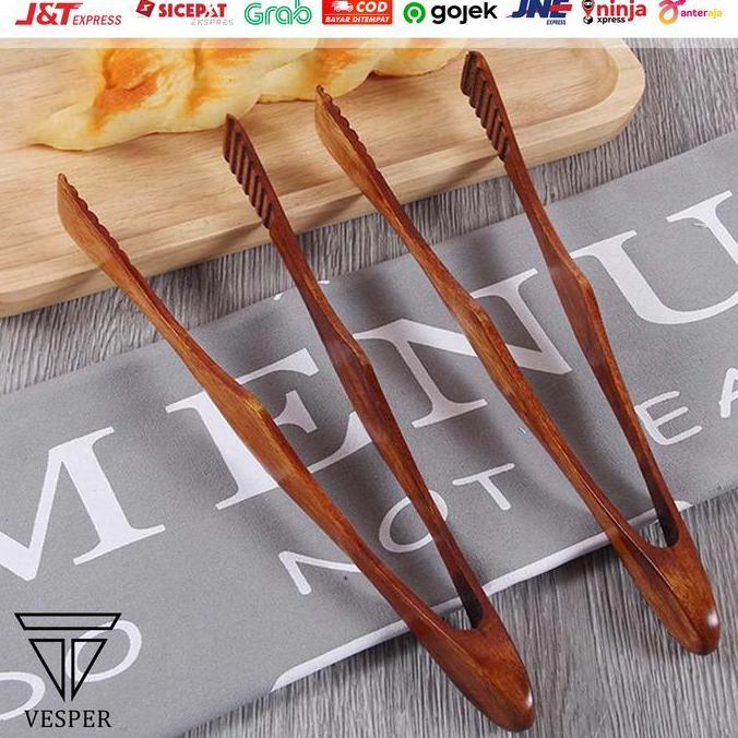 Instancodbisa- Wooden Food Tong Clip / Capitan Makanan Kayu Bbq Kue Roti Daging Sayur