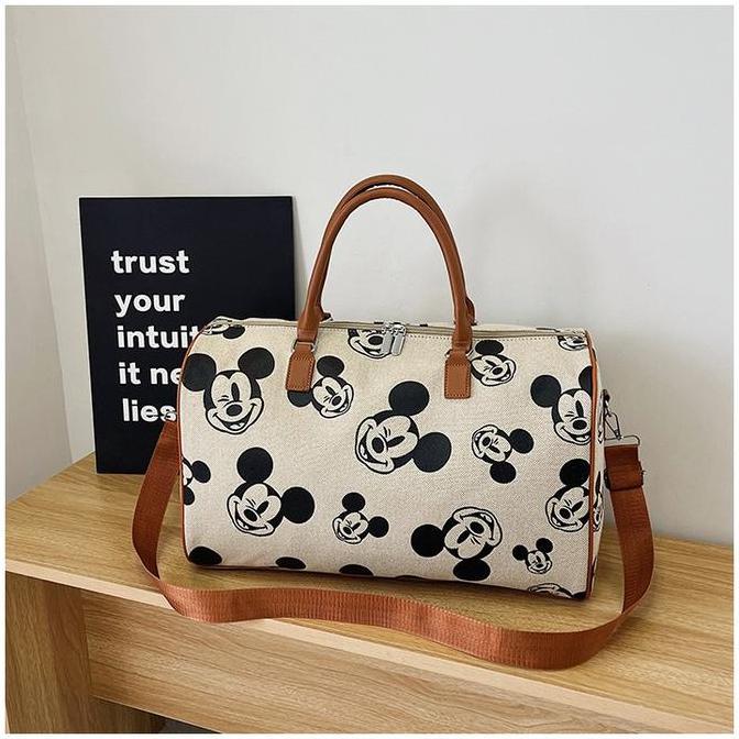 YEAKH TAS GYM OLAHRAGA TRAVEL DUFFEL BAG MICKEY MIKI MOUSE Disney Kanvas Ukuran Besar 44x21x25cm & K