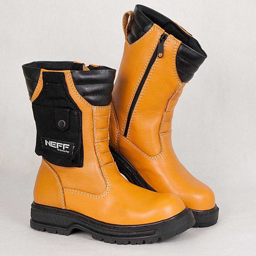 PROMO TERBARU NEFF Sepatu Boot Safety Kulit Sapi Sol Karet Lentur Anti Licin Pelindung Besi Untuk Pe