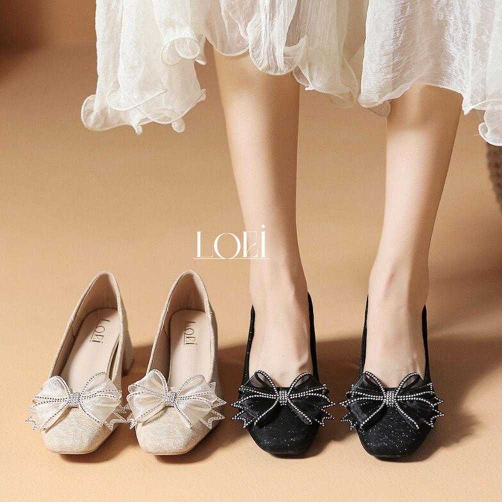 BEST SALE LOEI Sohee Sepatu Wanita High Heels Sepatu Hak Tahu Pita Glitter Pump Shoes Korea Style ZR
