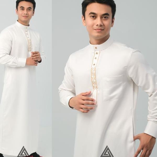 Jubah Pria Muslim Slimfit Jubah Gamis Pria Lengan Panjang Bordir Busana Muslim Baju Jubah Muslim Kat