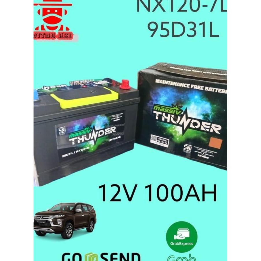 BEBAS ONGKIR - AKI MOBIL MITSUBISHI PAJERO MASSIV THUNDER NX120-7L 95D31L 105D31L
