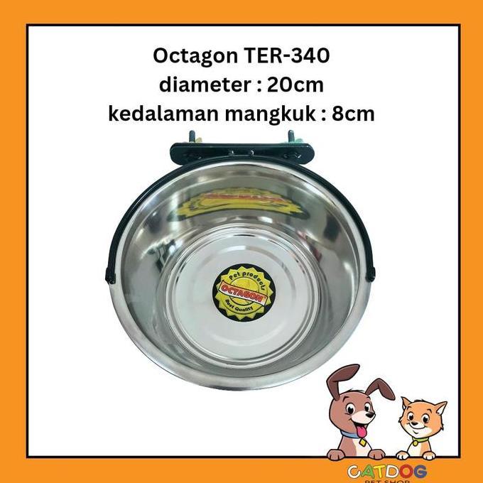 Tempat Makan Gantung Anjing & Kucing Stainless Octagon TER-340