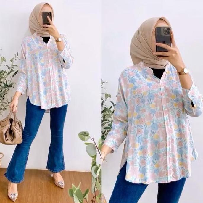 DS82 - Zanica Tunik Motif / Atasan Tunik Wanita Katun Variasi Bunga