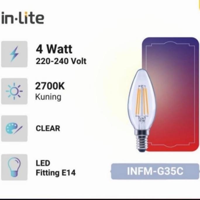 Lampu LED candle E14w in lite 4w/lampu LED jantung cafe filament 4WATT