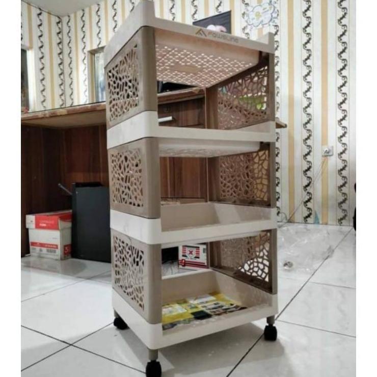 Tahan Lama  Rak Apartemen Rak Elco Fawsline Yoyo Buana Happy Call Td Apartemen Plastik 4 Susun Roda 