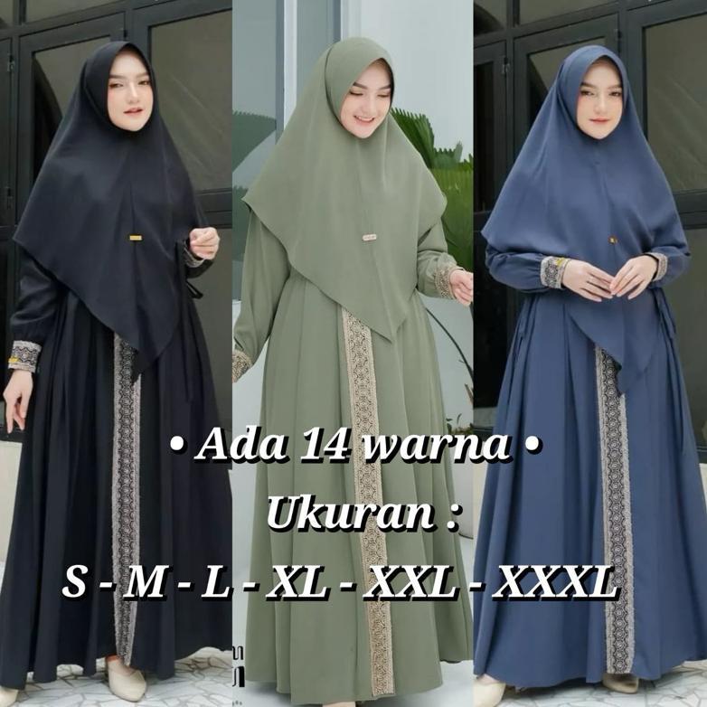 BEST SELLER KANAYA SYARI - GAMIS PLUS HIJAB BAHAN SHAKILA PREMIUM RESLETING DEPAN ADA SAKUNYA APLIKA