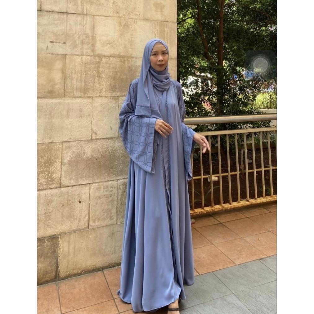 DISKON ABAYA JIHAN OPHIE151 SET 3IN1 SWAROVSKI HITAM MUSLIM