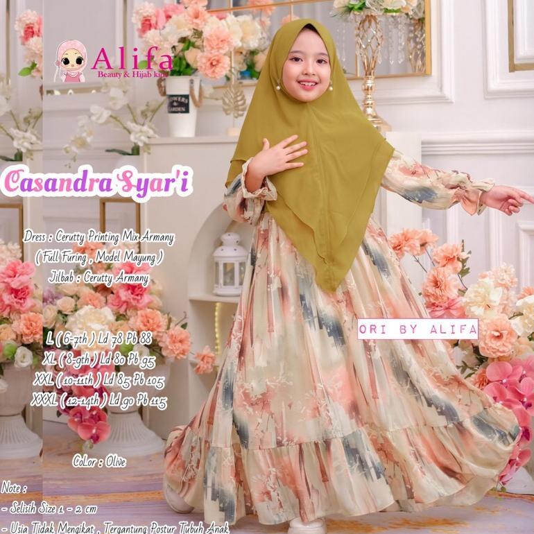 BEST SELLER GAMIS ANAK PEREMPUAN USIA 2-13TH ELSA SYARI KIDS FREE JILBAB ORIGINAL ALIFA