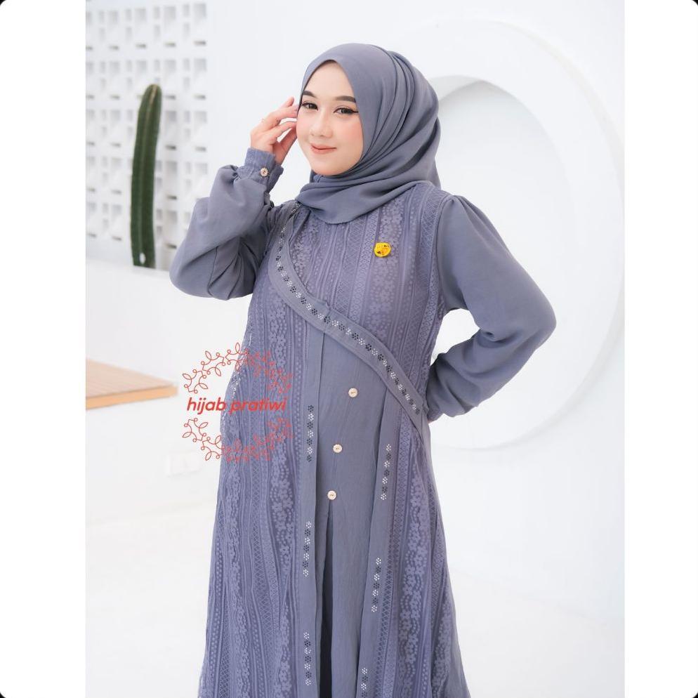 DISKON ZULFA DRESS GAMIS CRINKEL TERBARU 2024 ELEGAN MIX BRUKAT MODERN GAMIS VIRAL KEKINIAN