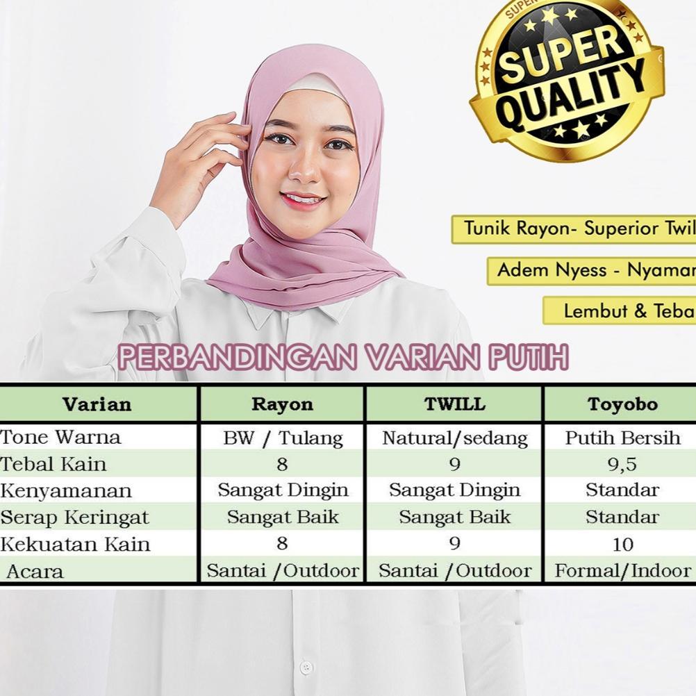 DISKON ALILA TUNIK PUTIH BERSIH KATUN TOYOBO BAJU KERJA PUTIH TUNIK PUTIH JUMBO