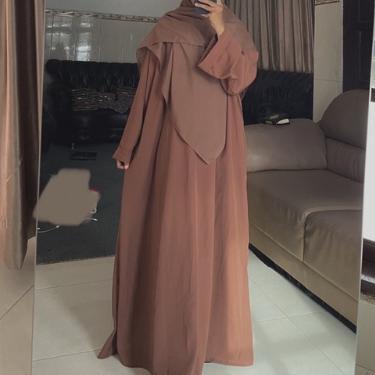 FREE ONGKIR GAMIS ABAYA POLOS HITAM BAHAN WOLFIS MONALISA