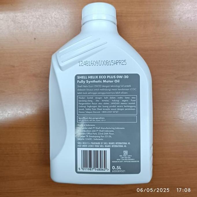 Oli Mesin Mobil Shell Helix Eco Plus 0W-20 0w20 LCGC 500ml - 68727 -
