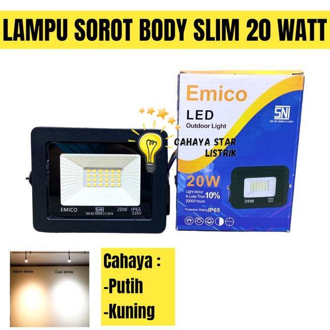 LAMPU SOROT LED PUTIH / WARMWHITE EMICO 10 / 20 / 30 / 50 WATT