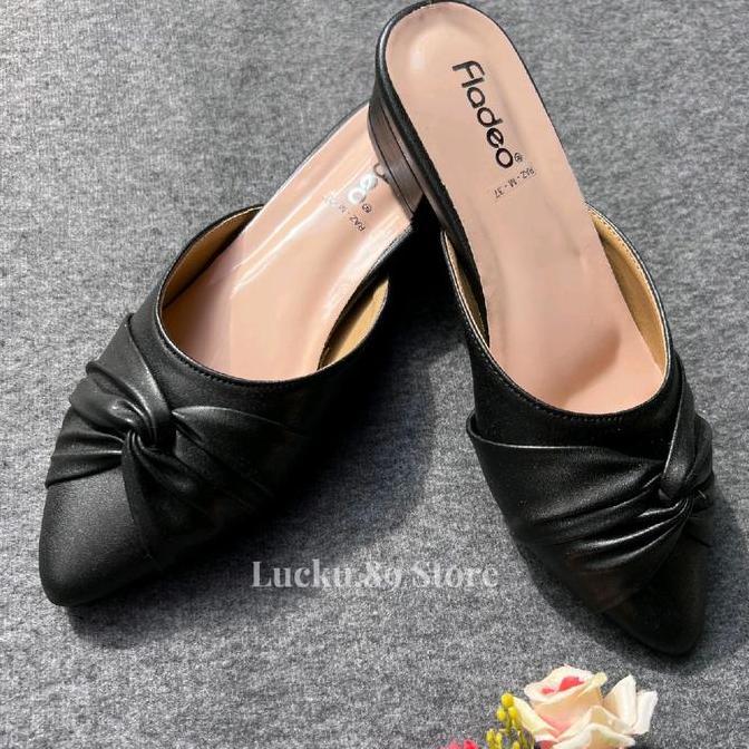 Terpopuler- Fladeo Sandal Wanita Cantik Heels 3 Cm Variasi Pita Sendal Kerja Shoes Pesta