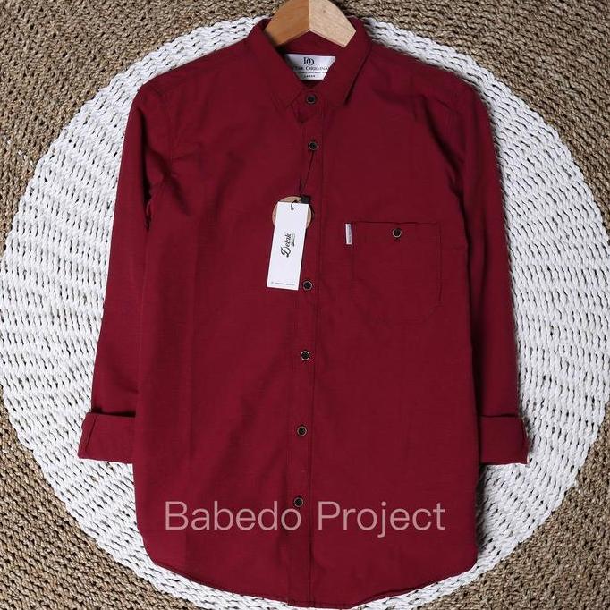 READY (ADA SIZE JUMBO) BABEDO KEMEJA POLOS PRIA LENGAN PANJANG SLIM MATT KATUN SIGARET PREMIUM Lembu