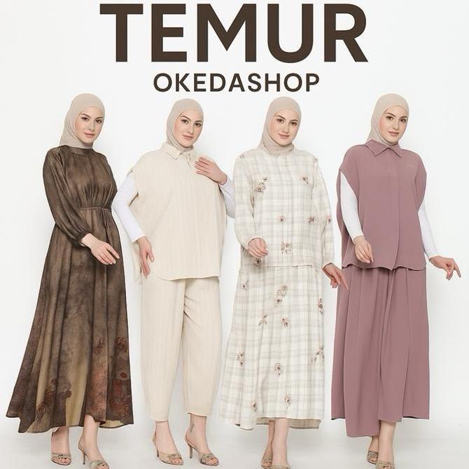 Terpopuler- Okedashop - Temur - Spesial Setelan Celana Dress Midi Tunik Setrok Wanita Okedashop