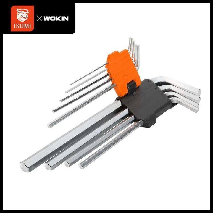 TERBARU WOKIN 9 PCS KUNCI L HEX KEY SET L EXTRA PANJANG 207309 
