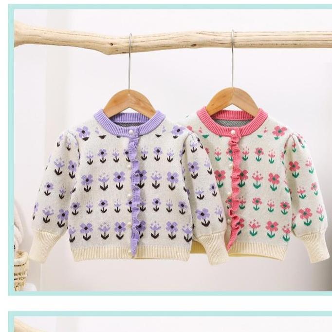 Instancodbisa- Kardigan Anak Perempuan Tebal  / Sweater Outer Anak Cewek Halus Lembut / Baju Rajut A