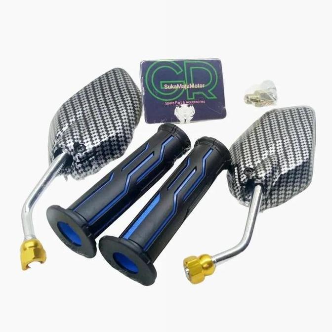 DF54 - #GR# paket variasi spion Karbon mini model jupiter+Handgrip Thailand universal Nmax,Aerox,Pcx