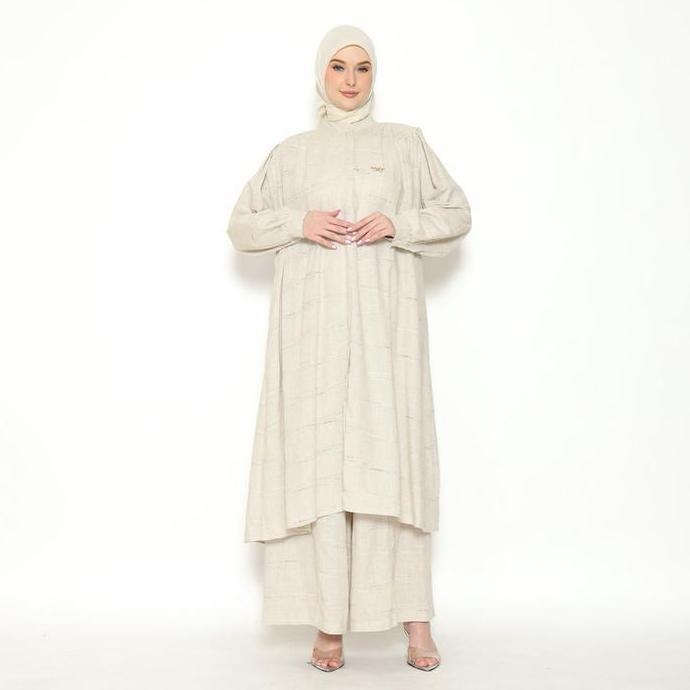 Terpopuler- Okedashop - Gaina Set Celana - Setelan Celana Wanita Linen Polos Tunik Kulot
