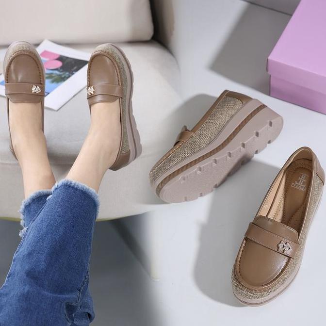 Terpopuler- Eb-1217 Sepatu Wedges Wanita Import Sepatu Kerja Wanita