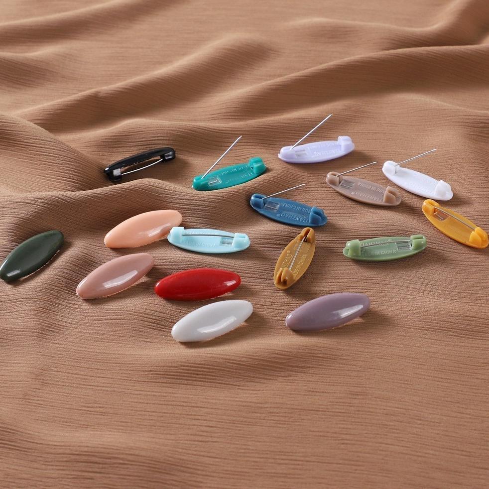 Premium Muslim Peniti Plastik Warna-Warni Untuk Kerudung - Peniti Pengaman Anti Terbuka, Bentuk Oval