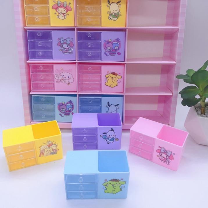 Unik Cod- 6401 Kotak Organizer Mini Plastik / Laci Mini 3 Tingkat / Rak Kecil Lucu Motif Karakter