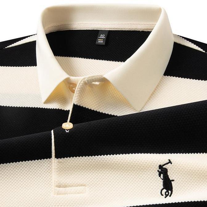 Kaos Polo Stripe Biru Polos Pria Premium Lengan Pendek Baju Polo Shirt Kaos Kerah Import COWOK Origi