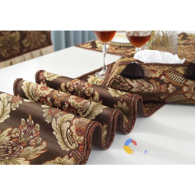 Promo European Table Runner / Taplak Meja Tamu Tebal Bordir Timbul Meja Makan Buffet Premium Elegant