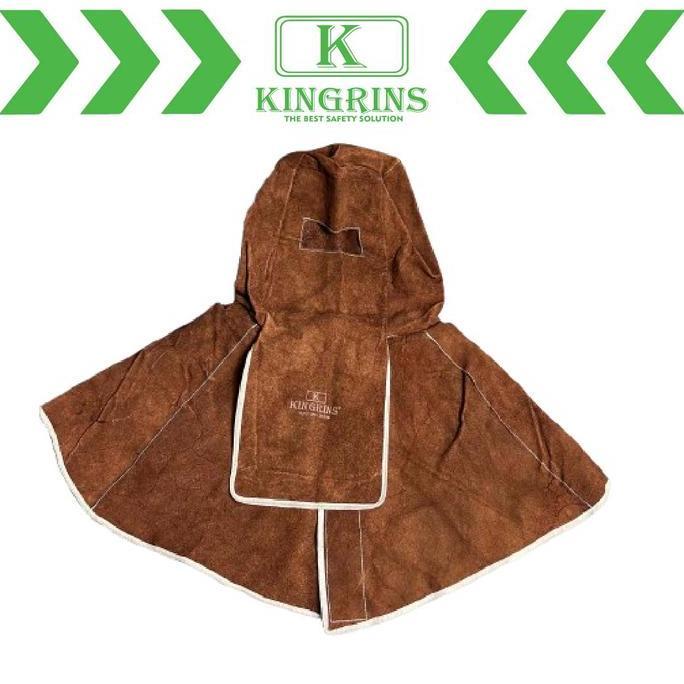 NAGASWARA.ID - KINGRINS APRON LAS KULIT ASLI PELINDUNG KEPALA SAMPAI UJUNG KAKI / TOPI LAS KEPALA / 