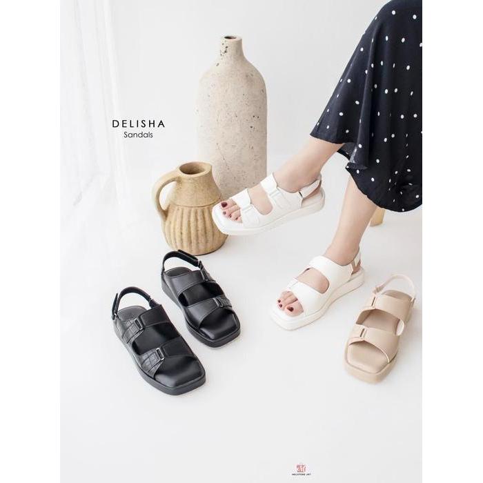 Damelia Melstore JKT Delisha Sandals Wanita Sendal Tali Belakang Platform Casual Stylish