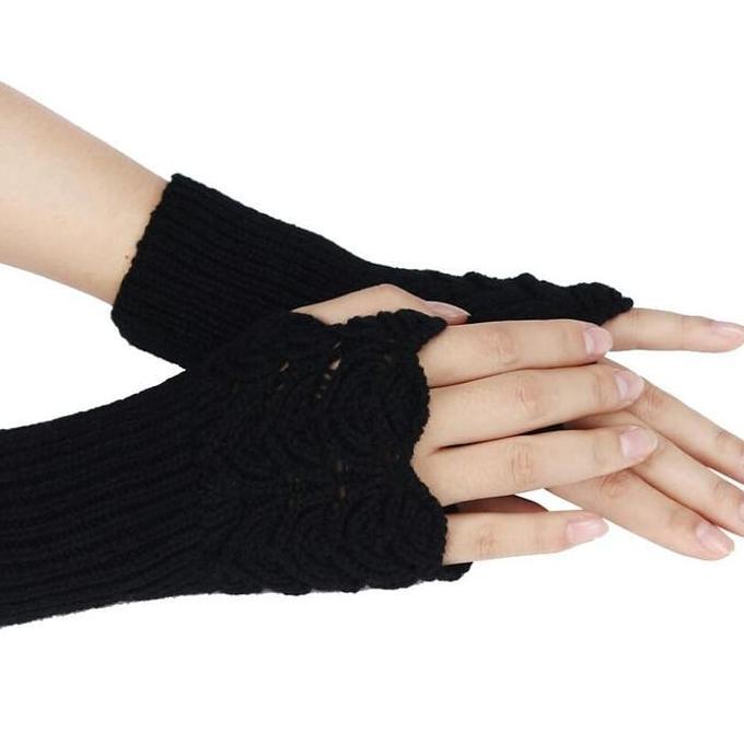Sarung tangan manset Rajut wool pendek setengah jari layar sentuh hangat anti dingin lembut musim di