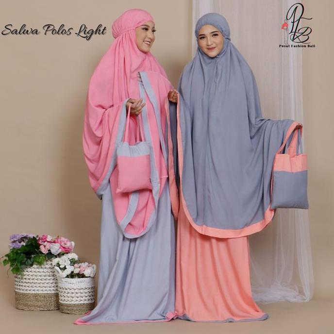 Mukena Bali Salwa Polos Light Bahan Rayon Janger Premium Ukuran Jumbo