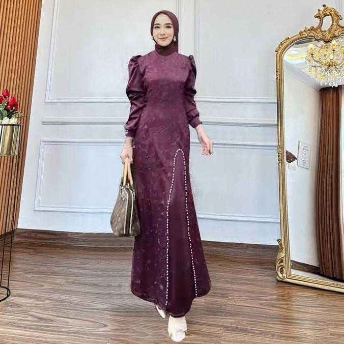 Hokywoi- Maxi Naura M L Xl Xxl Xxxl Gamis Pesta Cantik Gamis Kondangan Maxi Couple Nikahan Keluarga 
