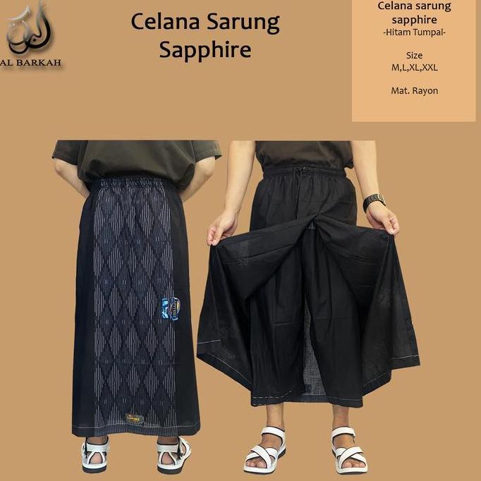 DV237 >> Celana Sarung Sapphire Hitam Tumpal Perlengkapan Sholat Pria Dewasa Remaja Kain Muslim