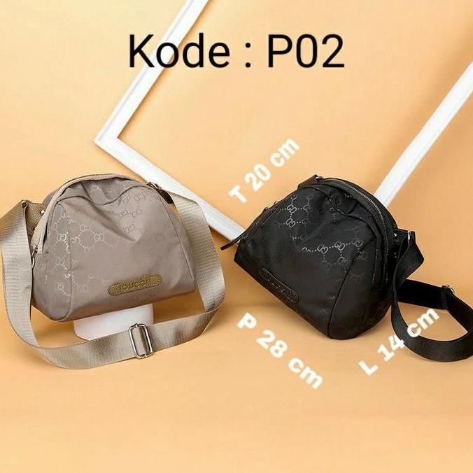 Alyee- Tas Selempang Wanita Import Warna Hitam Khaki Coklat Merk Ouogi