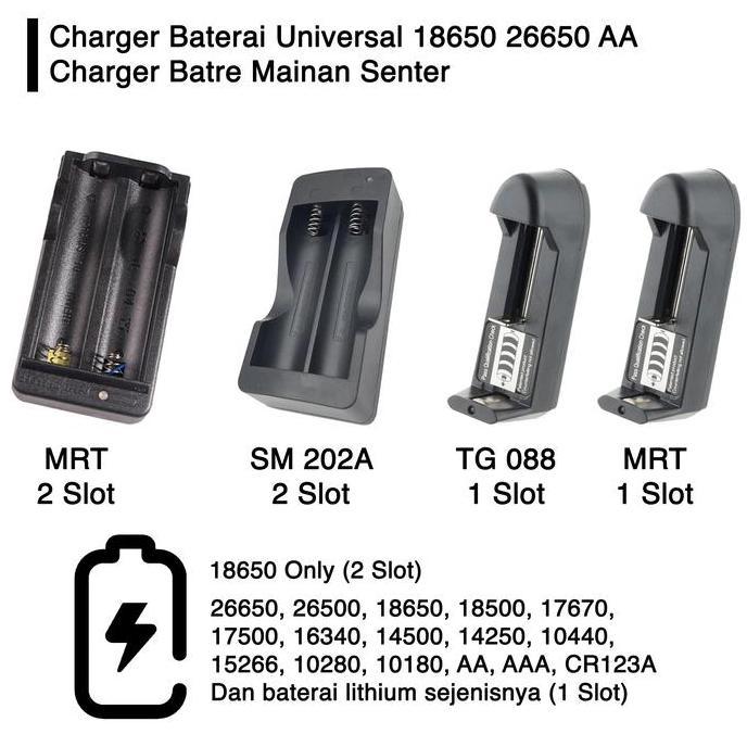 Lansungkirim- Charger Baterai Universal 18650 26650 Aa Cas Batre Mainan Senter Led