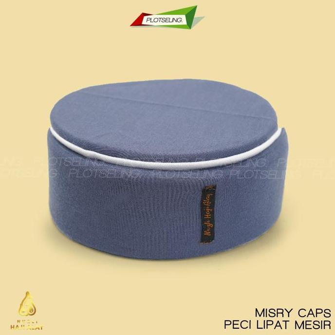 DI63 - Peci Kopiah MESIR KAIN LIPAT Habasya Khas Mesir Kain Fit Premium Biru Coklat Hitam Merah Navy