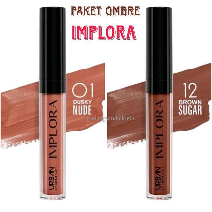 Lansungkirim- Paket Ombre Hemat Implora Dusky Nude & Brown Sugar - Ombrelips Lipcream Lipstick Lip C