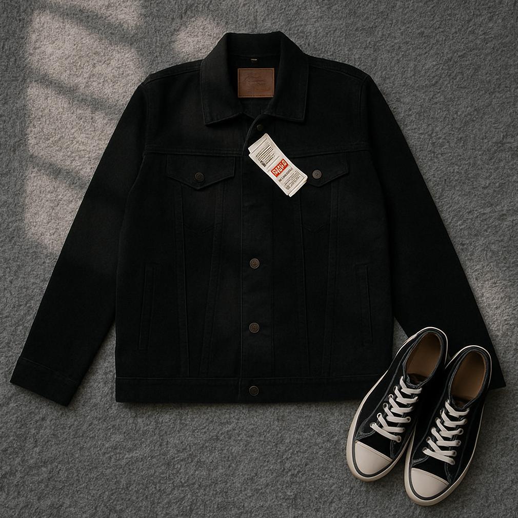 best seller grs.co jaket jeans pria denim kerah seleting premium jumbo