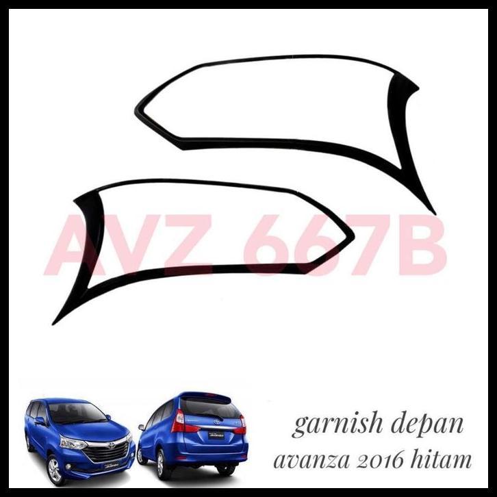 GRATIS ONGKIR GARNISH GARNIS LIS LIST LAMPU DPN MOBIL AVANZA 2016 HITAM BLACK DOF 