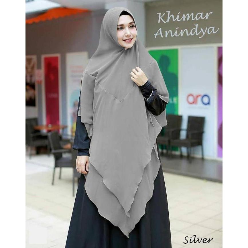 DV112 >> Jilbab Instan Anindya Khimar Syari Jumbo Ceruty 2 Layer Pet Antem Panjang, Pinguin